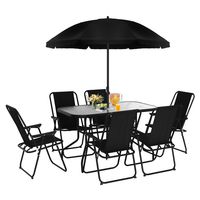 Juego de Comedor y Terraza de 6 Personas Negro