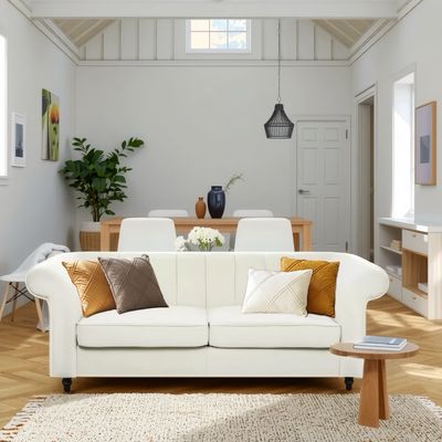 Imagen 2 del producto Sofá Karine 3 Cuerpos Tela Beige 214×88×78 CM Retro