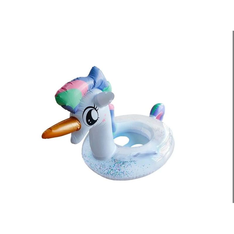 GENERICO - Flotador Unicornio Glitter Para Bebes 90cm Blanco