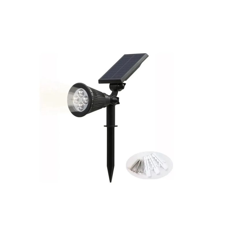 GENERICO - Foco Solar Farol Led Panel Solar Estaca Tierra Jardín Pared Negro
