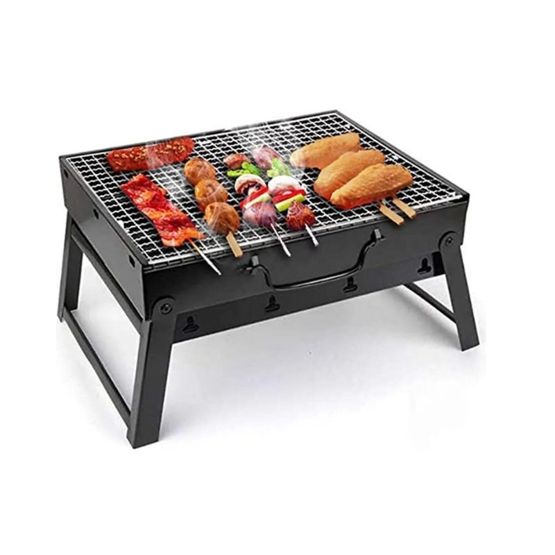 GENERICO - Asador Parrilla Plegable Portátil Camping Carbon Negro