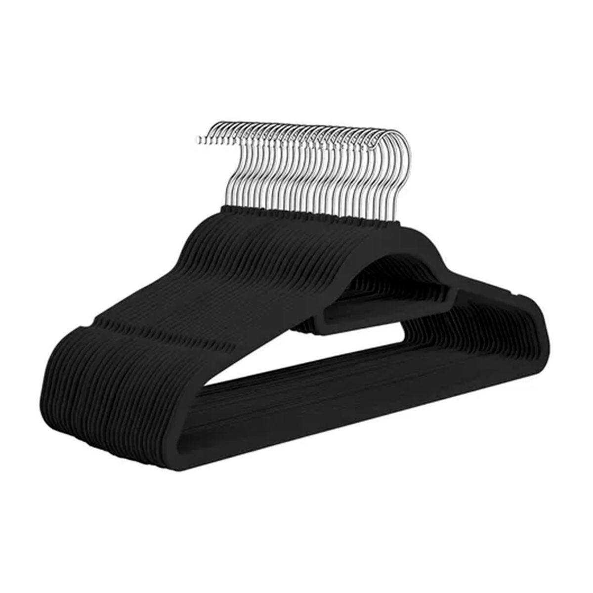 GENERICO - Set 20 Colgadores De Ropa Terciopelo Antideslizante Negro