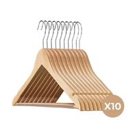 Set 10 Unidades De Colgadores De Madera Antideslizantes Y Resistentes