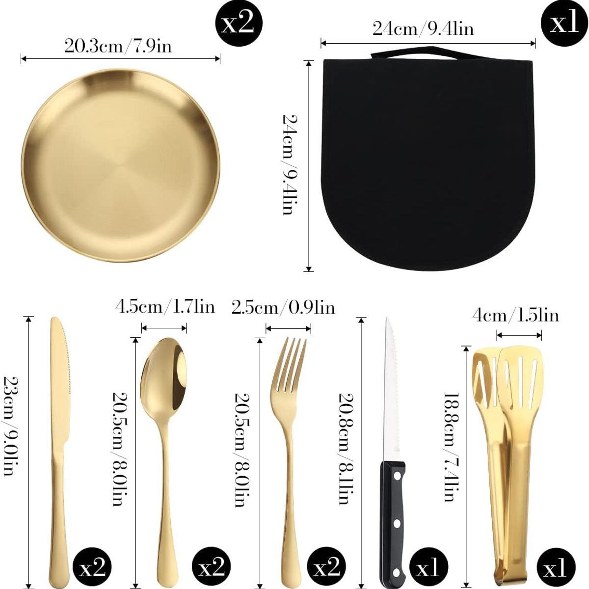 CASA NEW - Set Cubiertos Camping Cubertería Portátil