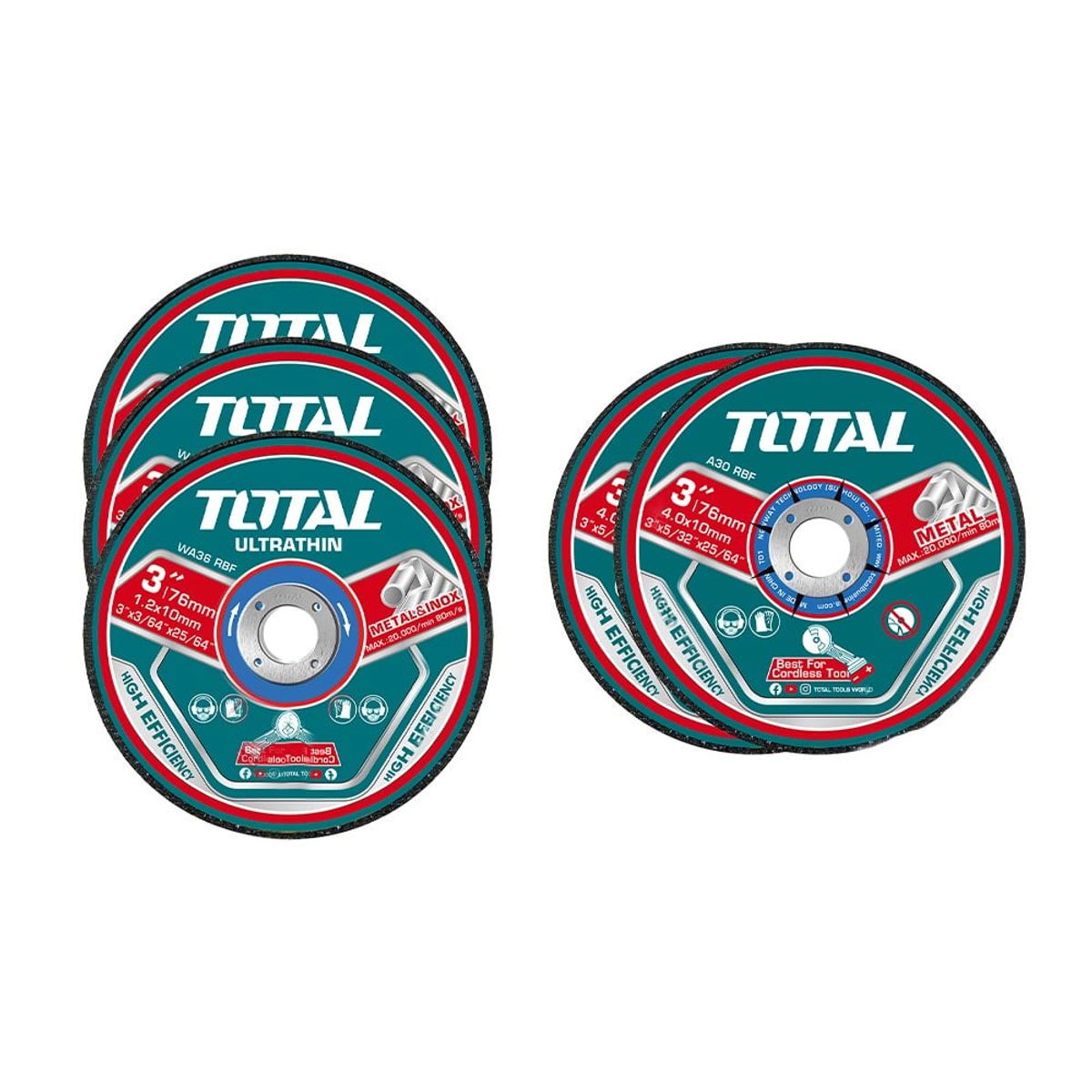 TOTAL TOOLS - Set 5 Piezas de Discos Abrasivos para Mini Esmeriles Total