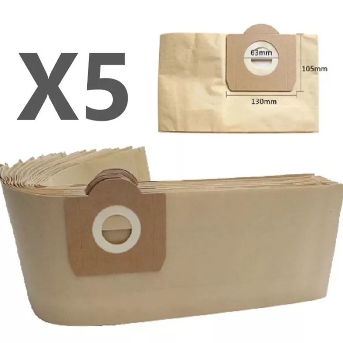 GENERICO - Set 5 Bolsas De Papel  Para Aspiradora Karcher Wd3