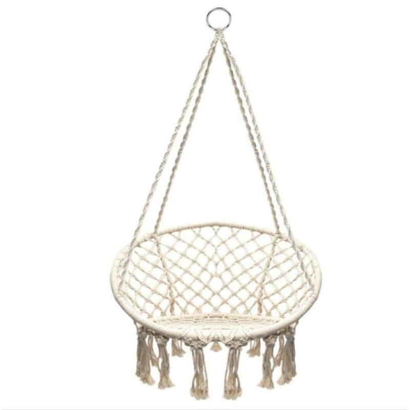 GENERICO - Silla Hamaca Colgante Tejida Beige Macrame.