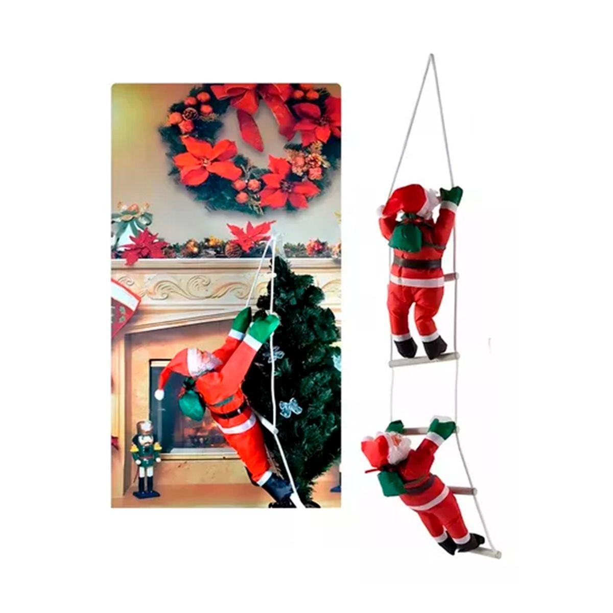 GENERICO - Escalera De Navidad Con Viejo Pascuero Decoracion