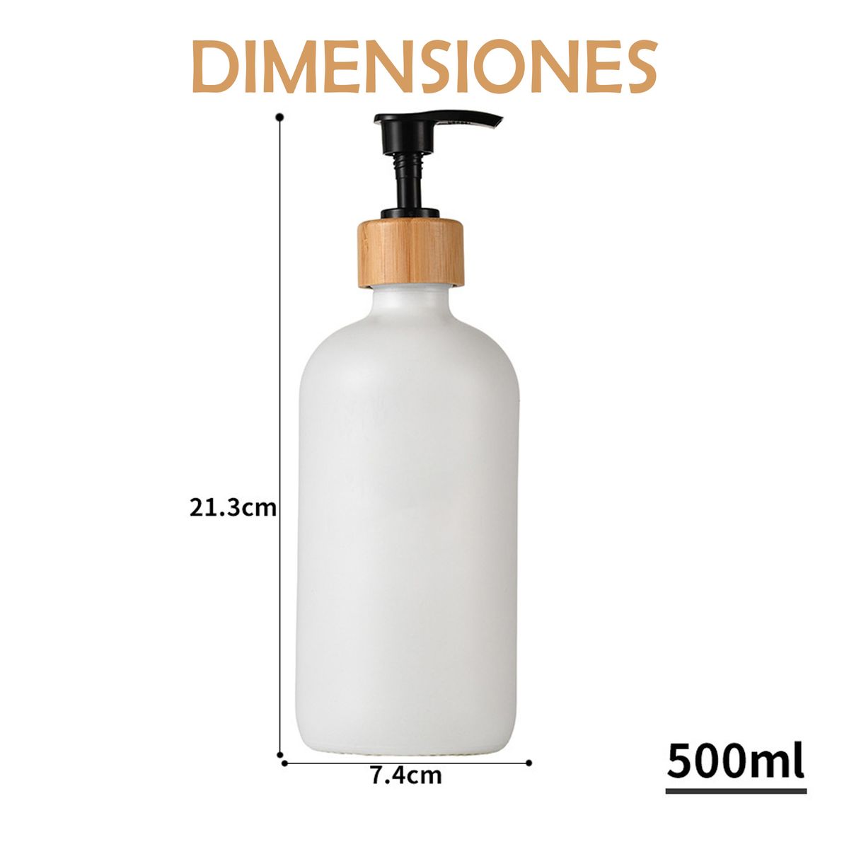 GENERICO - Dispensador Jabón Líquido Manos Vidrio Baño 500ml Set X2 Negro