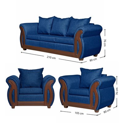 Imagen 2 del producto JUEGO DE LIVING 3-1-1 ISIDORA AZUL LINO