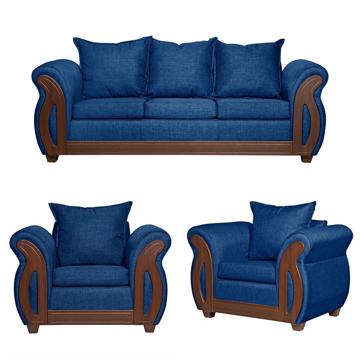 RUZAM MOBEL - JUEGO DE LIVING 3-1-1 ISIDORA AZUL LINO