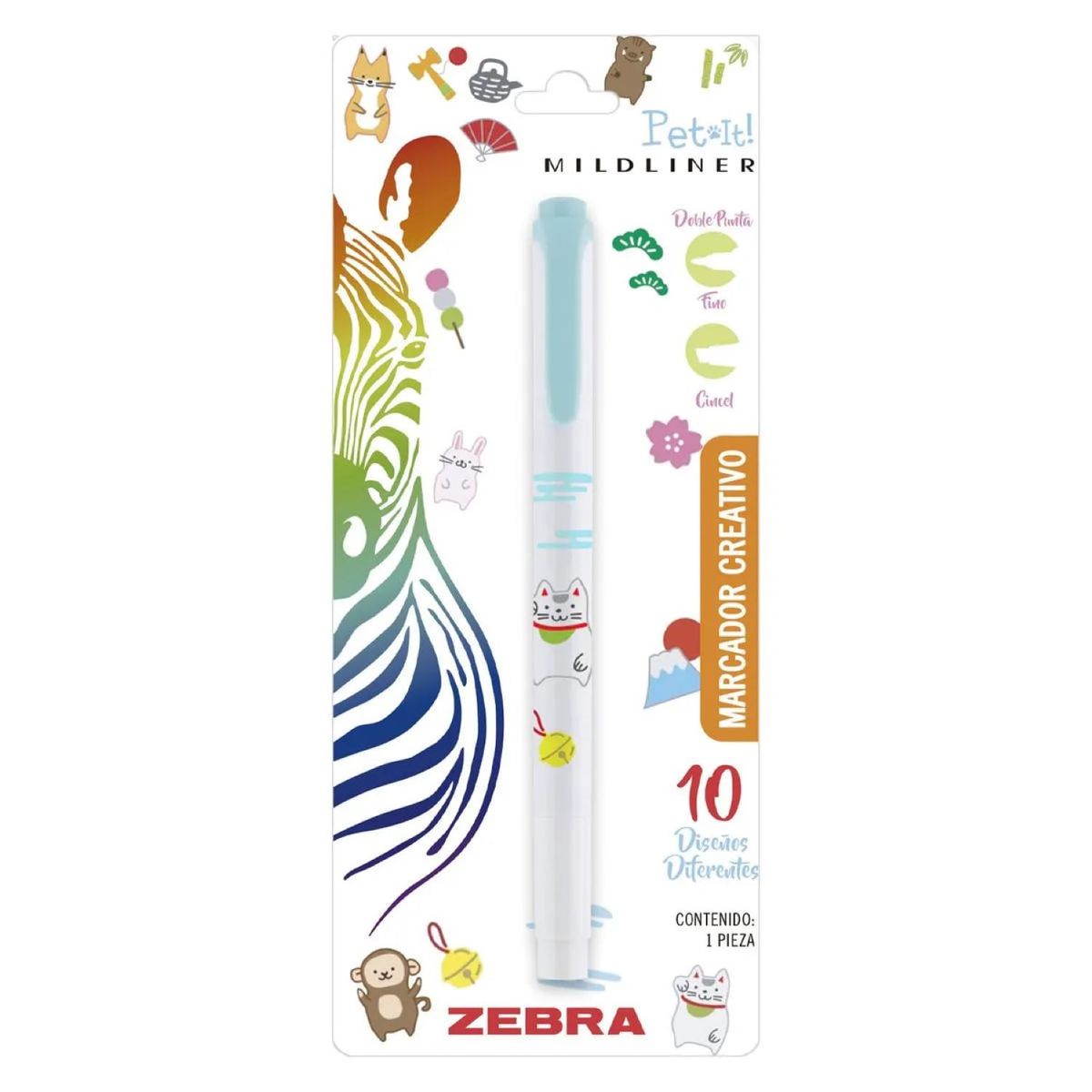 ZEBRA - Marcador Doble Punta Creativo Mildliner Pet It Azul