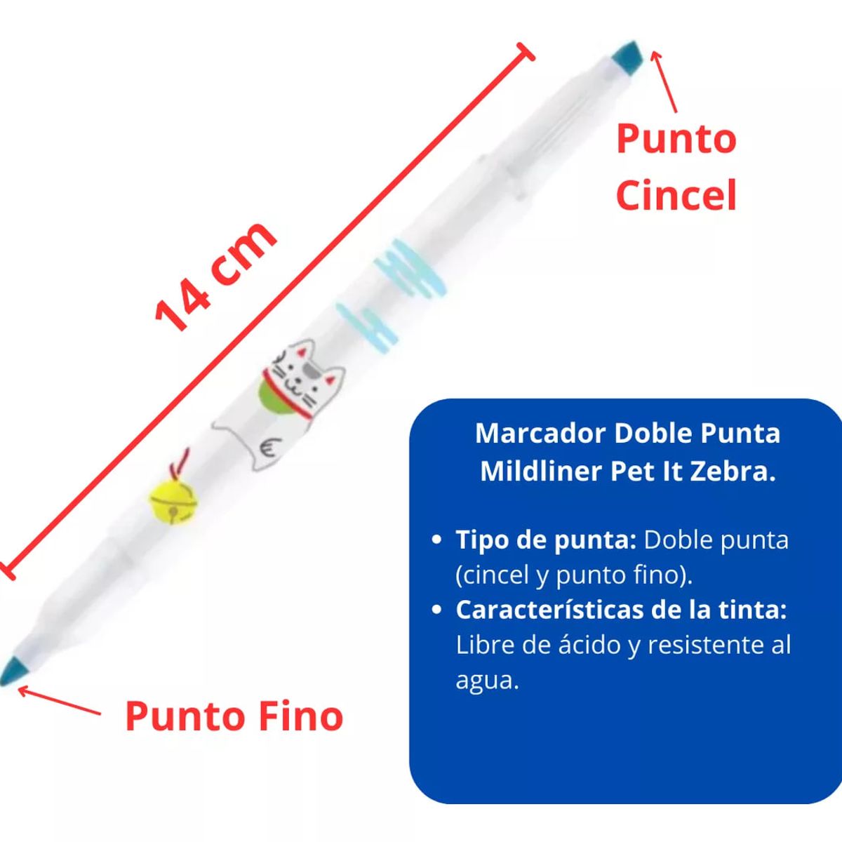 ZEBRA - Marcador Doble Punta Creativo Mildliner Pet It Azul