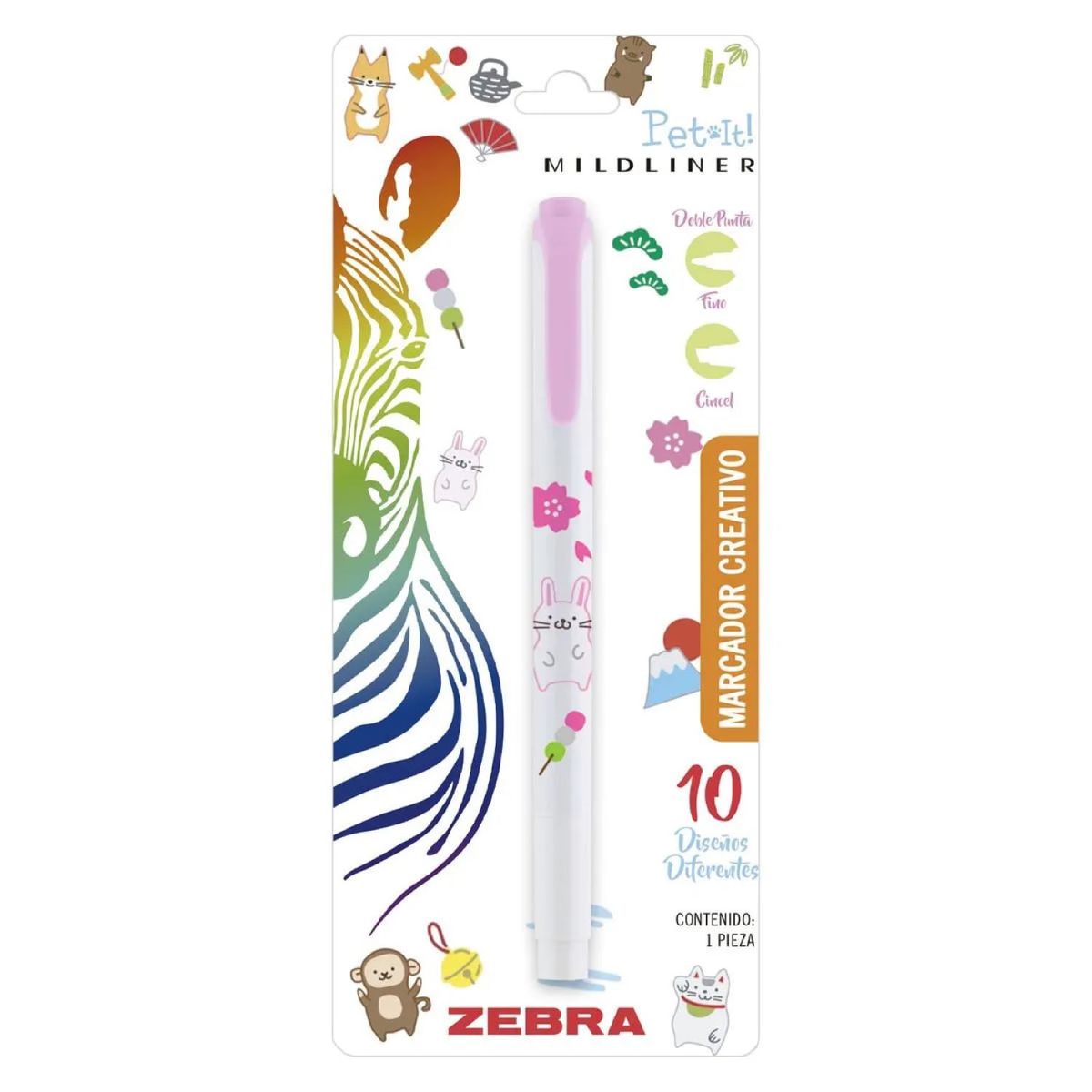 ZEBRA - Marcador Doble Punta Creativo Mildliner Pet It Rosado