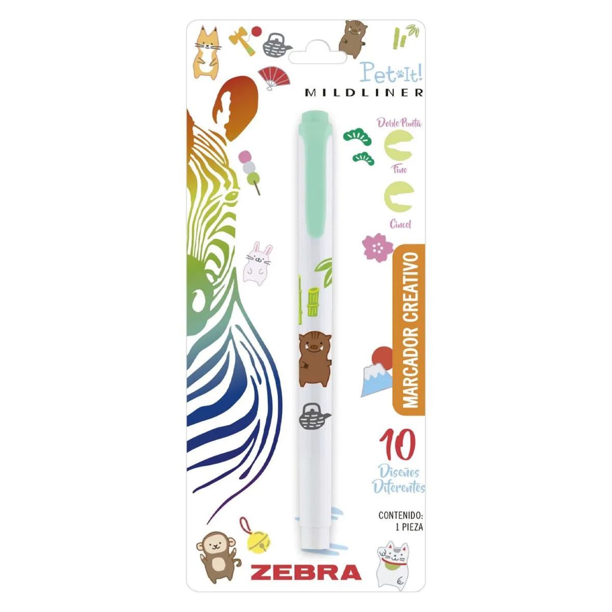 ZEBRA - Marcador Doble Punta Creativo Mildliner Pet It Verde