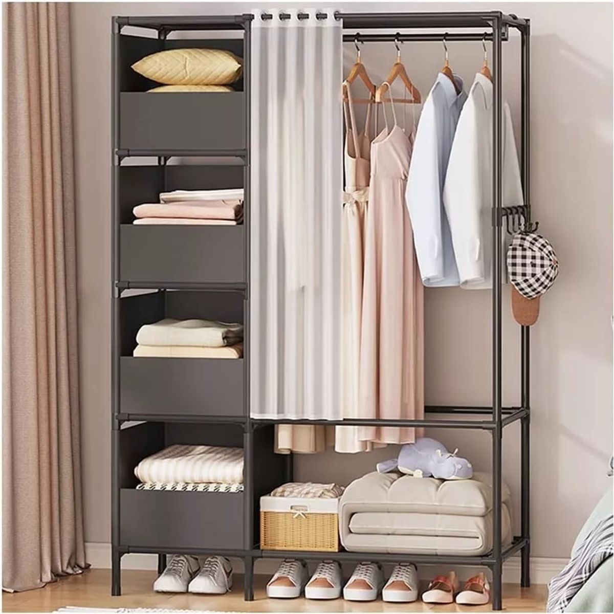 YOMYM - Armario Abierto De Dos Hileras-elegante Negro