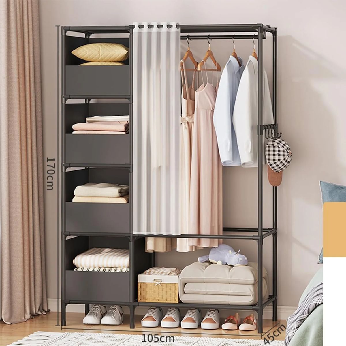 YOMYM - Armario Abierto De Dos Hileras-elegante Negro