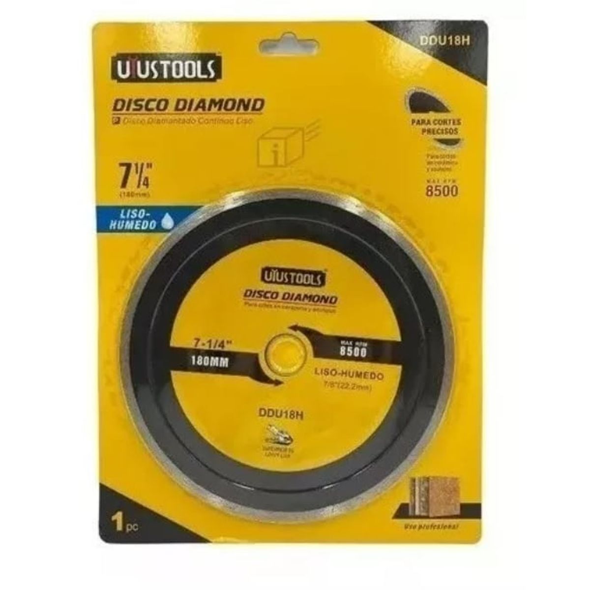 UYUSTOOL - Disco Diamantado 7 1/4 180mm Corte Liso Ceramica