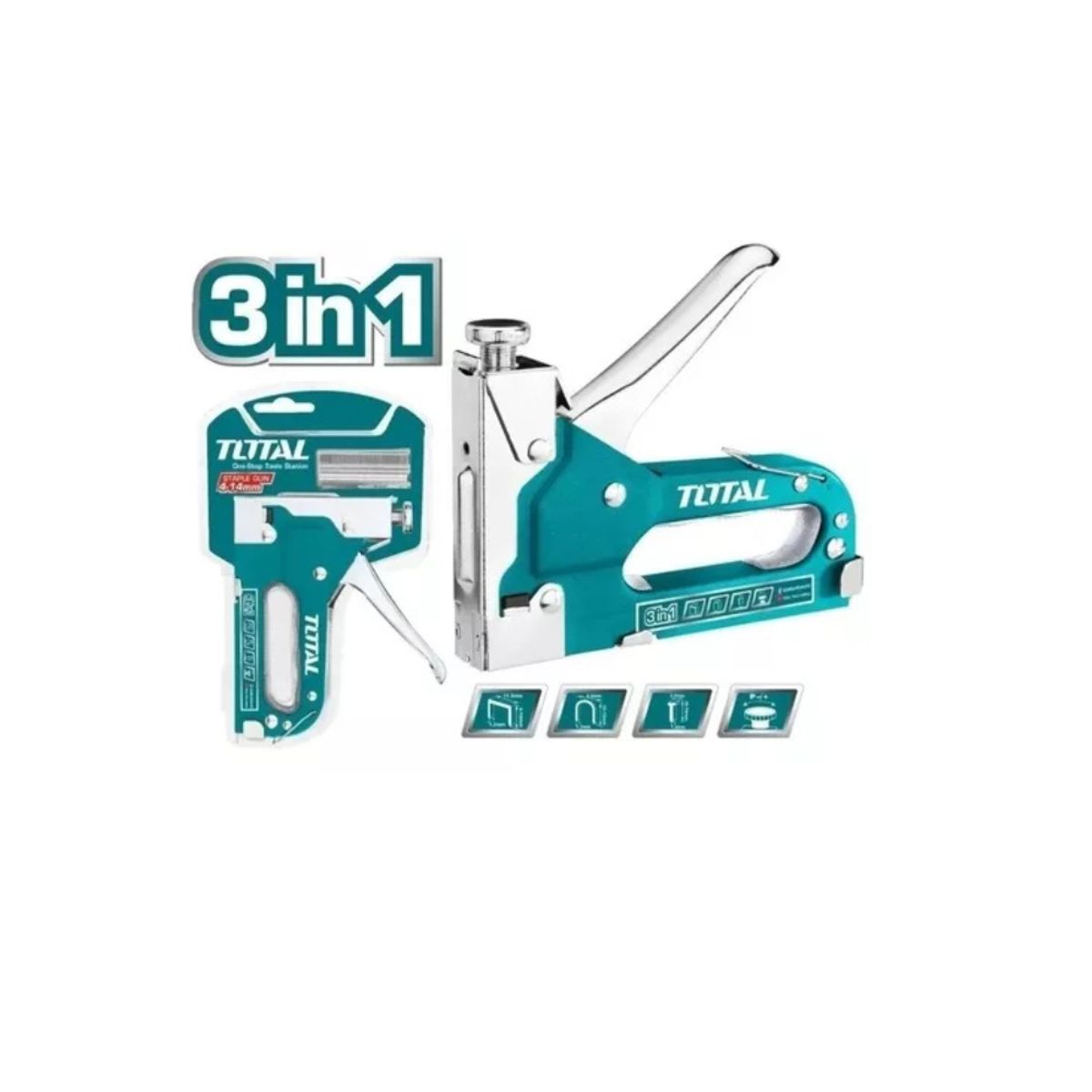 TOTAL - Grapadora Corchetera Manual 3 En 1 Total + Corchetes Th31143