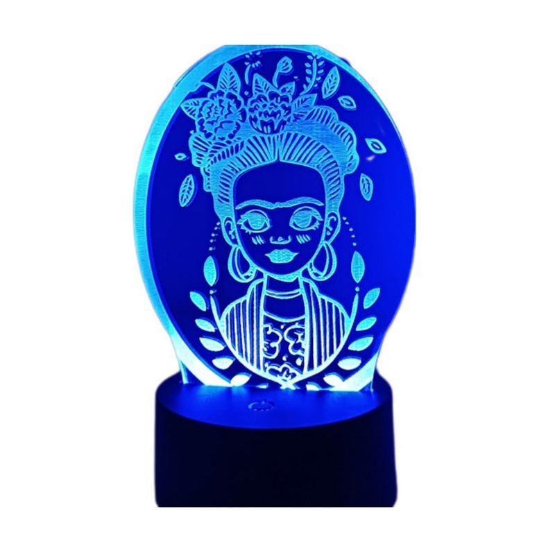 GENERICO - Lampara ilusión 3D Frida Kahlo De 7 Colores