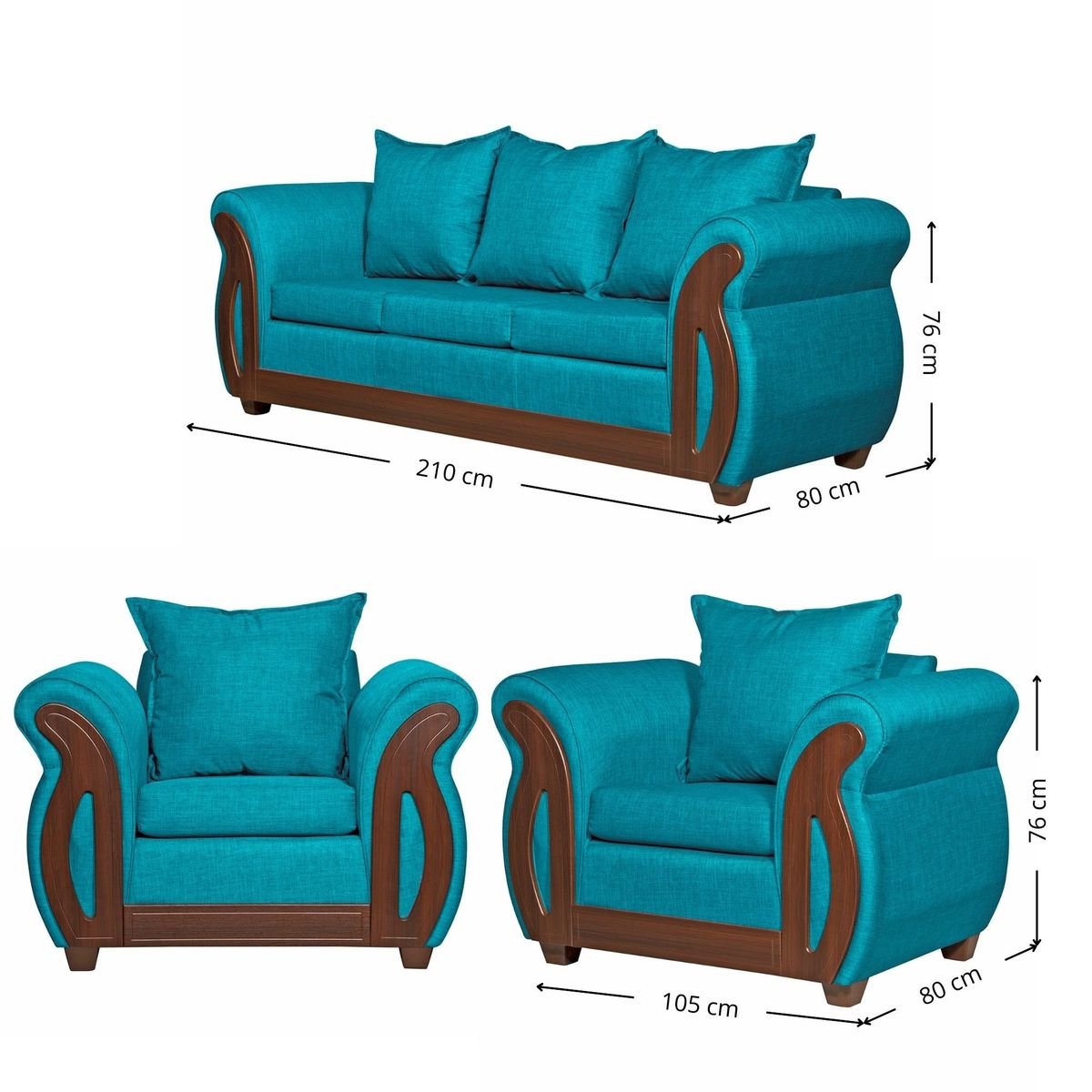 RUZAM MOBEL - LIVING 3-1-1 ISIDORA TURQUESA LINO