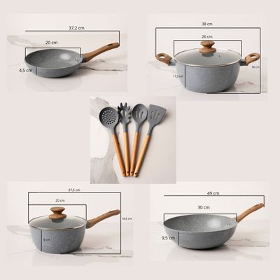 Imagen 2 del producto Bateria De Cocina 10 Piezas Antiadherente Ceramica Marmolada