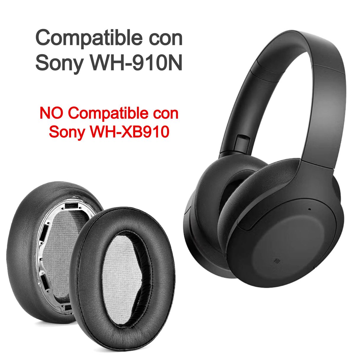 GENERICO - Almohadillas Compatibles con Audifonos WH-910N - Negro