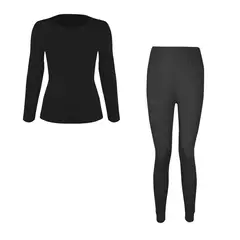 ANDESLAND OUTDOOR APPAREL - Conjunto Dry Fit Microperforado I Capa Sechurano Negro Mujer.-