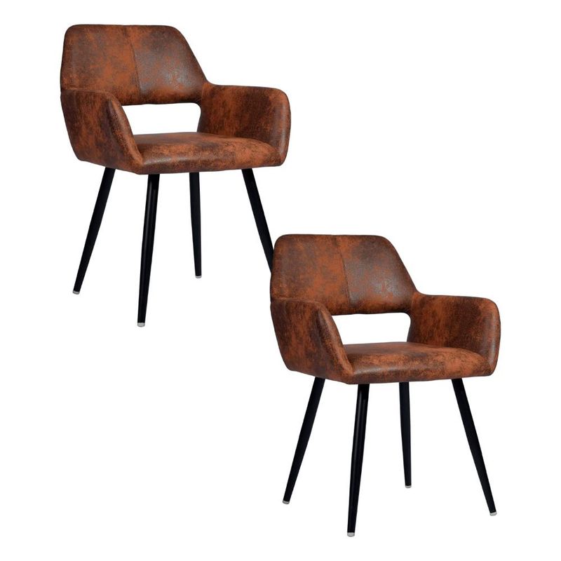 KLIK - Pack de 2 Butacas Burgos Ecocuero Vintage Café Oscuro