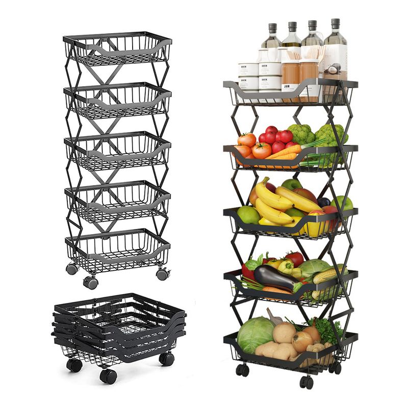 EVERSO - Estante organizador plegable resistente de 5 niveles ruedas