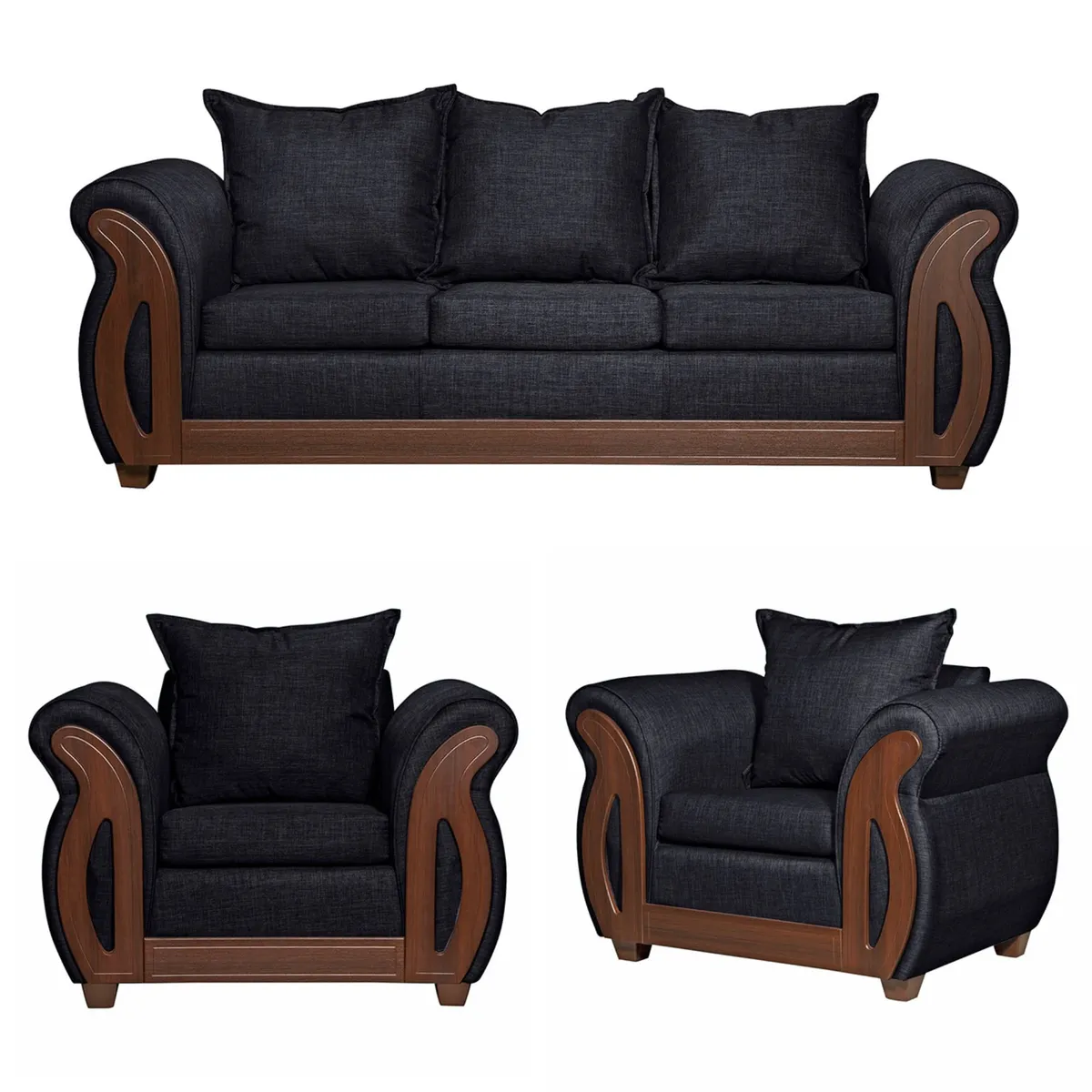 RUZAM MOBEL - LIVING 3-1-1 ISIDORA NEGRO LINO