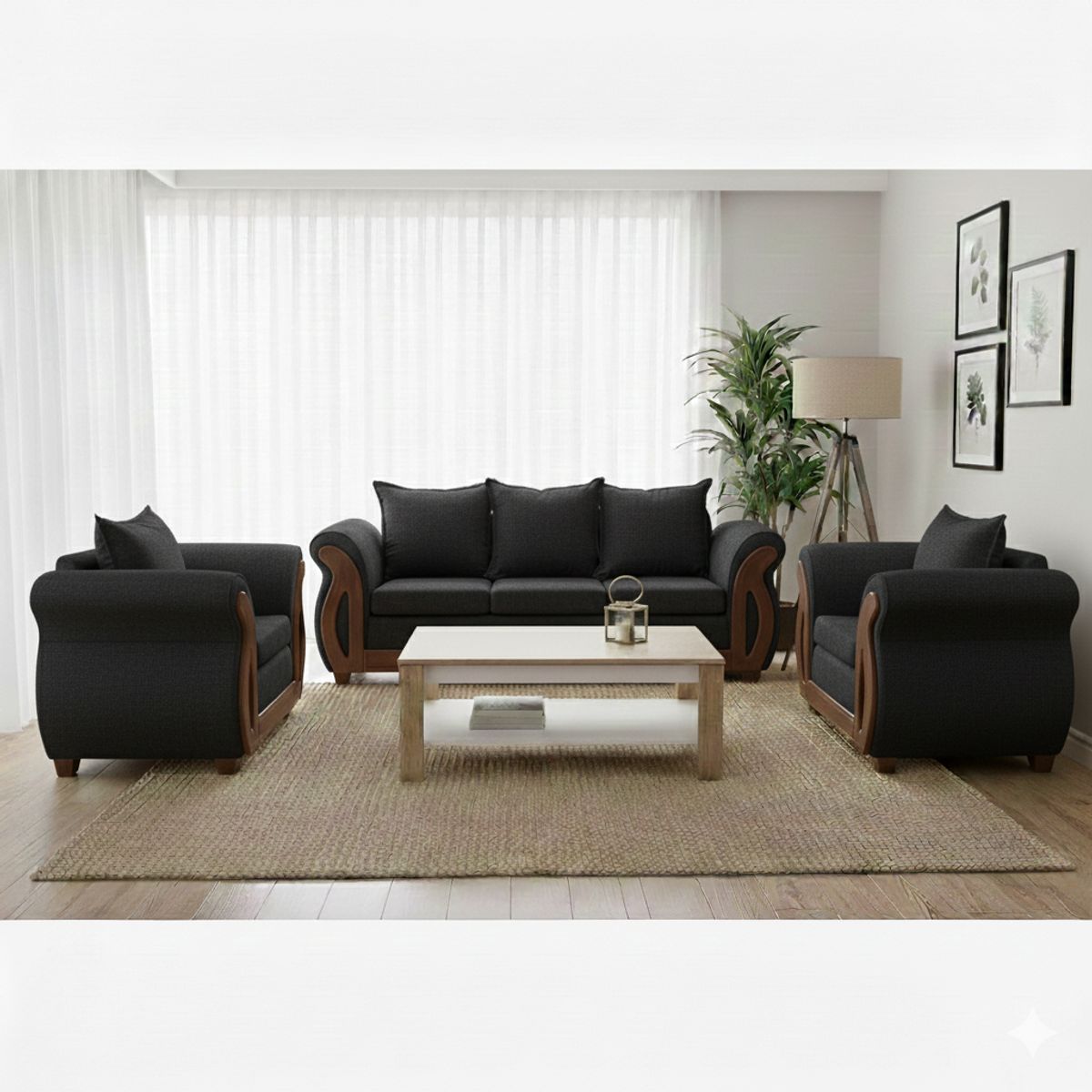 RUZAM MOBEL - LIVING 3-1-1 ISIDORA NEGRO LINO