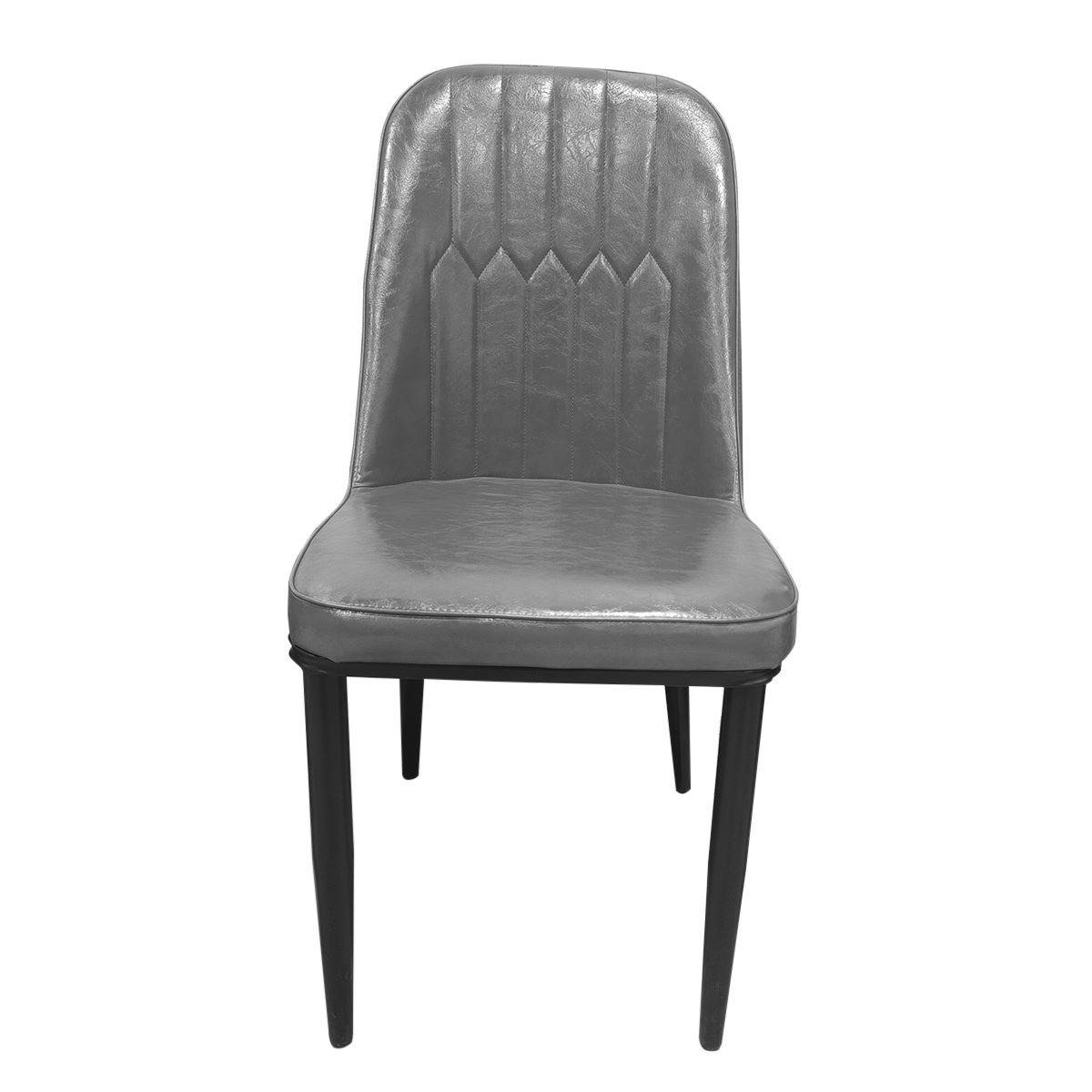 GENERICO - SILLA COMEDOR TAPIZADA EN CUERO GRIS BRILLANTE HOMEMART