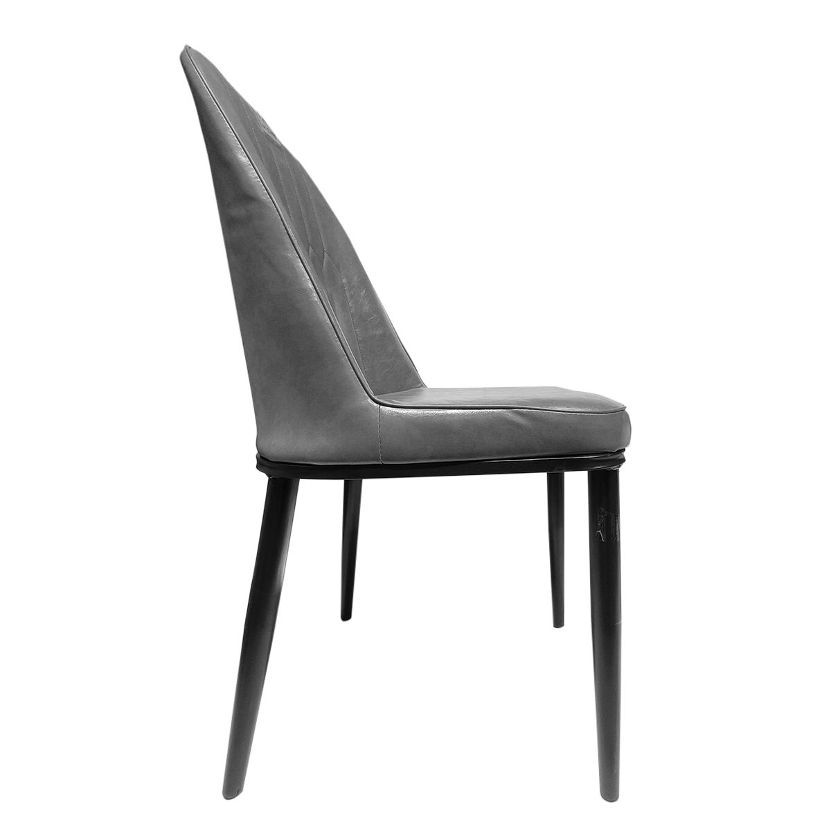 GENERICO - SILLA COMEDOR TAPIZADA EN CUERO GRIS BRILLANTE HOMEMART