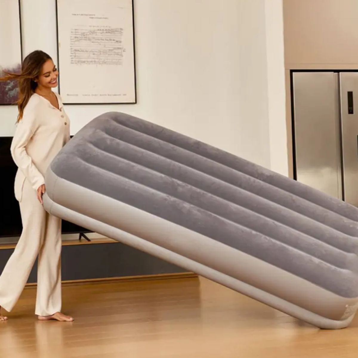 LIVE SPORT - Cama Inflable Electrica Gris USB 2 Plaza