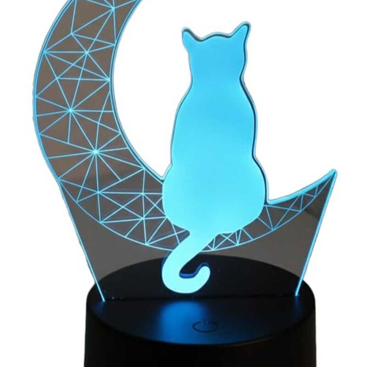GENERICO - Lampara ilusión 3D Gato en la luna De 7 Colores