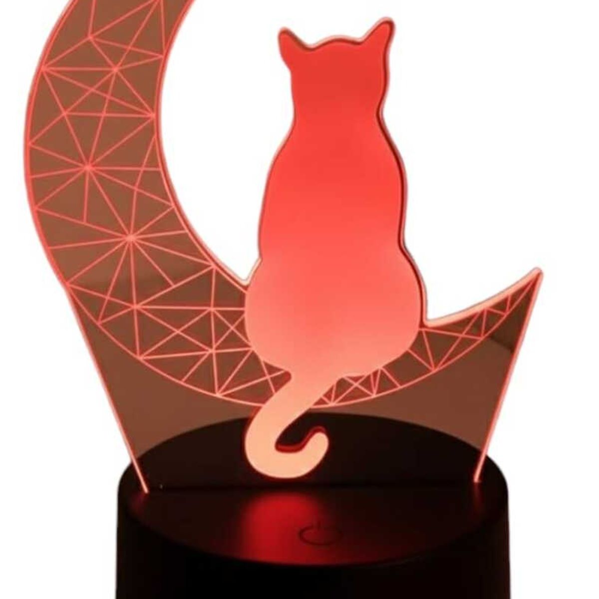 GENERICO - Lampara ilusión 3D Gato en la luna De 7 Colores