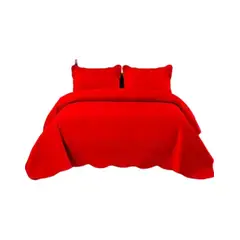 GENERICO - Quilt Verano Unicolor 2 Plazas+2 Fundas Verano Suave 13n06