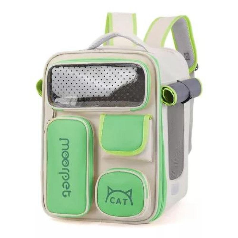GENERICO - Mochila bolso plegable para mascotas perro y gato verde