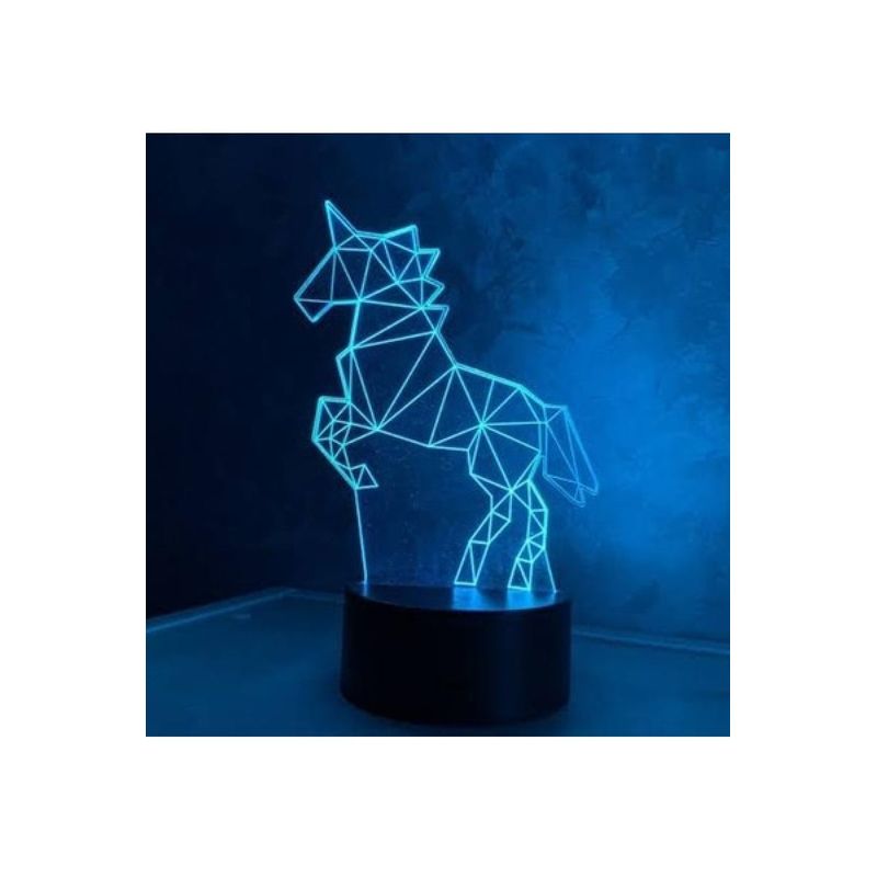 GENERICO - Lampara ilusión 3D Unicornio De 7 Colores