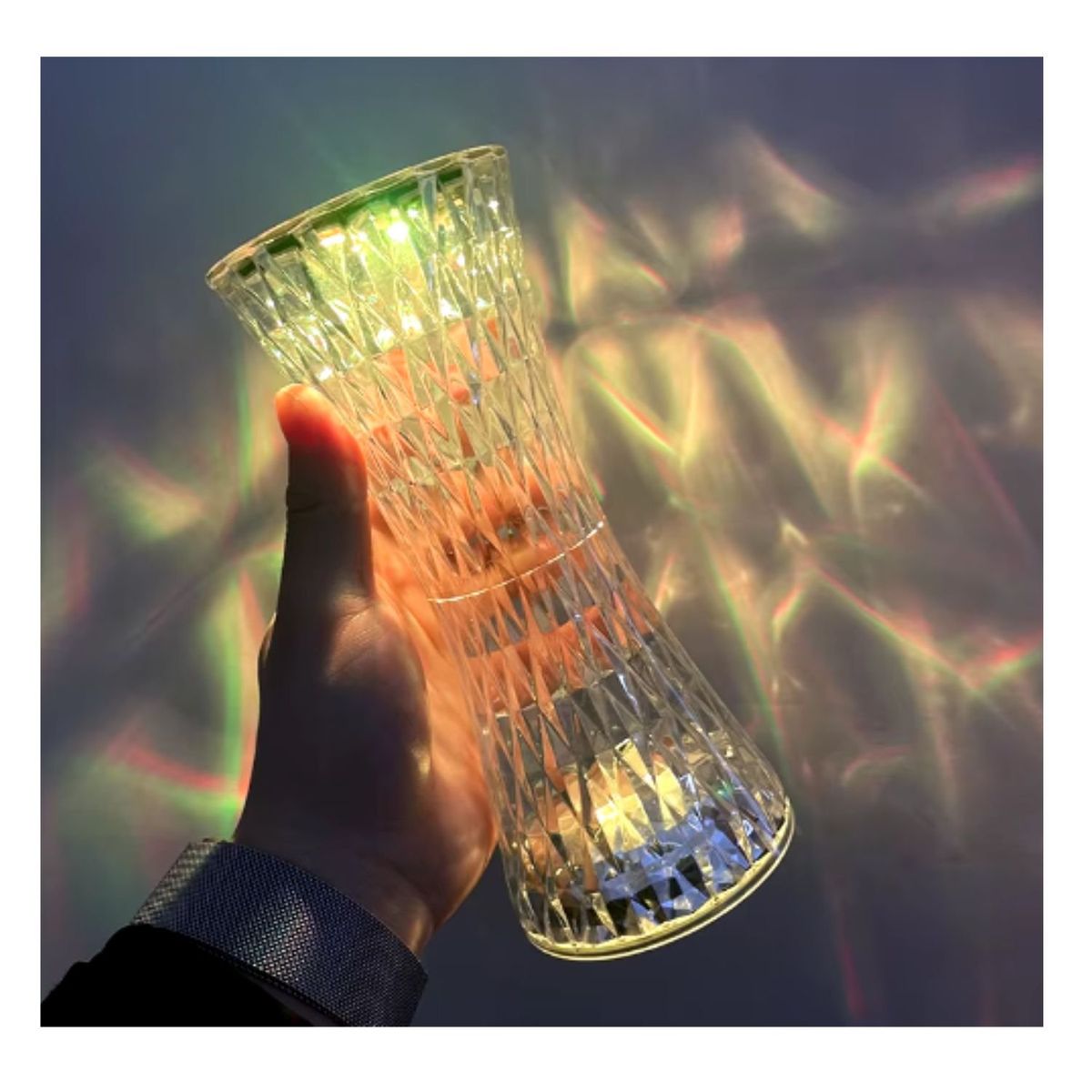 GENERICO - Lampara Velador Adorno De Cristal Deco Diamante Tactil Usb.