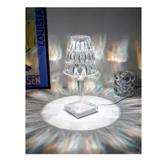 GENERICO - Lampara Transparente Led Adorno De Cristal Modos Tactil Usb.