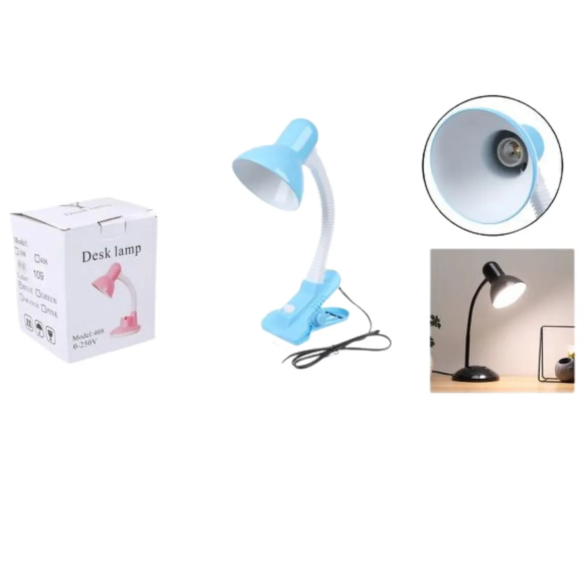 GENERICO - Lámpara Escritorio Led Flexible Direccional Clip Luz Led Azul.