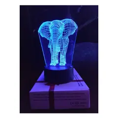GENERICO - Lampara ilusión 3D Elefante De 7 Colores