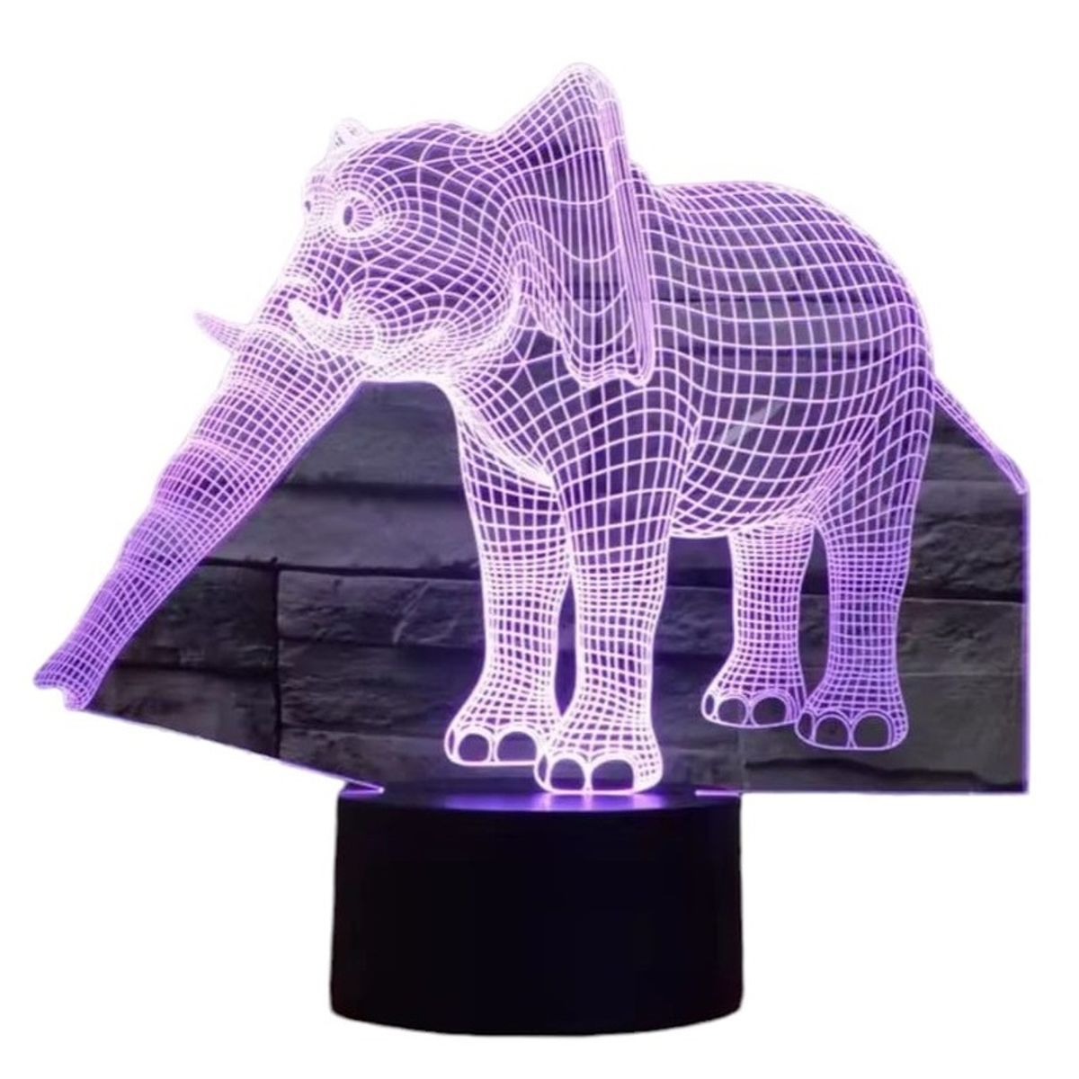 GENERICO - Lampara 3D Elefante De 7 Colores