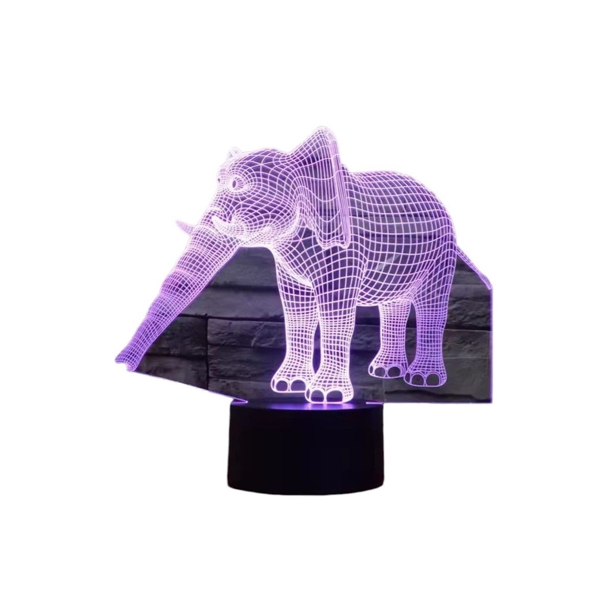 GENERICO - Lampara 3D Elefante De 7 Colores