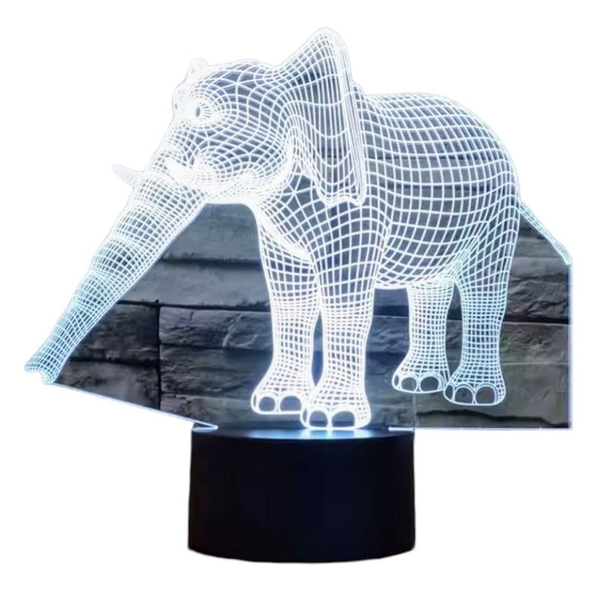 GENERICO - Lampara 3D Elefante De 7 Colores
