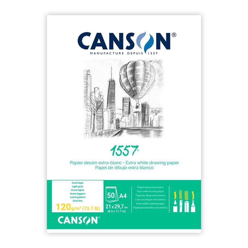 CANSON - Canson Pad 1557 A4 120grs 50Hjs