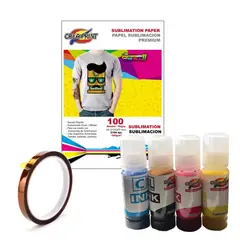 CREA PRINT - Pack Sublimacion 100 Hojas A4 Pack De Tintas y tape