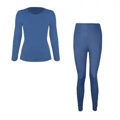 ANDESLAND OUTDOOR APPAREL - Conjunto Primera Capa Dryfit Microperforado Azul Mujer
